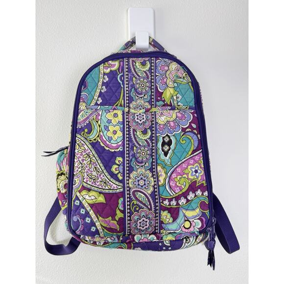 Vintage Vera Bradley Ultimate Campus Backpack Retired Pattern Purple - Picture 1 of 13